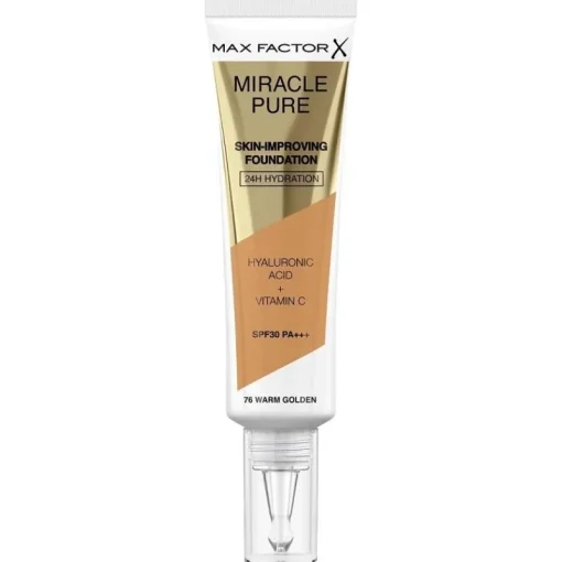 Max Factor Miracle Pure Skin-Improving Foundation 76 Warm Golden 30ml Clearance