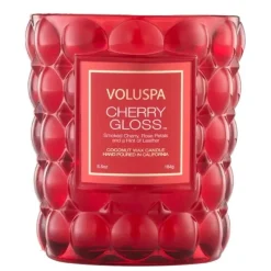 Voluspa Boxed Textured Glass Candle Cherry Gloss 184g Fashion