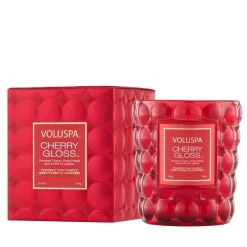 Voluspa Boxed Textured Glass Candle Cherry Gloss 184g Fashion