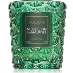 Voluspa Boxed Textured Glass Candle Noble Fir Garland 184g Fashion