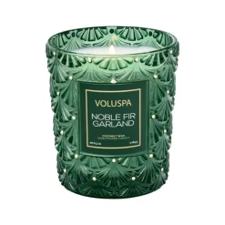 Voluspa Boxed Textured Glass Candle Noble Fir Garland 184g Fashion