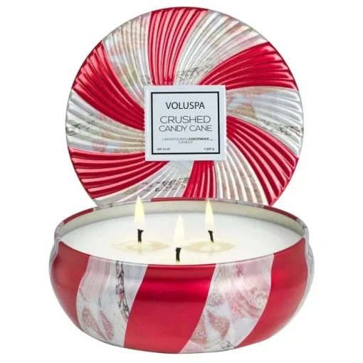 Voluspa Crushed Candy Cane 3-wick Tin Candle Best