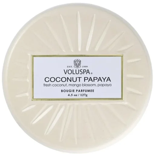 Voluspa Decorative Tin Candle Coconut Papaya 127g Clearance
