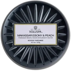 Voluspa Decorative Tin Candle Makassar Ebony & Peach 127g Hot