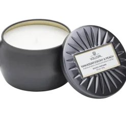 Voluspa Decorative Tin Candle Makassar Ebony & Peach 127g Hot