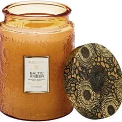 Voluspa Large Embossed Glass Jar Baltic Amber 510g Best