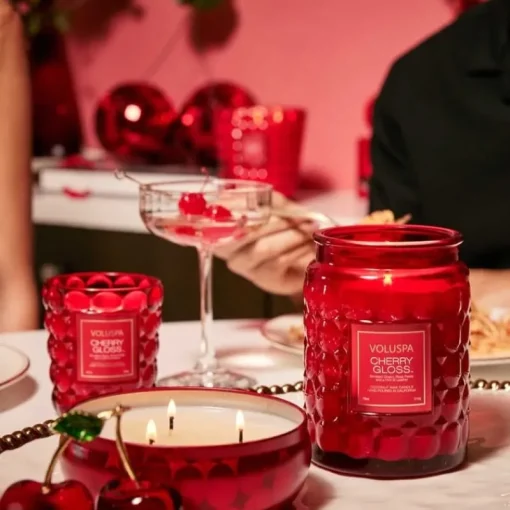 Voluspa 3-Wick Candle Decorative Tin Cherry Gloss 340g Clearance