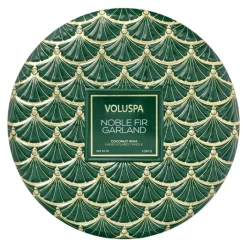 Voluspa 3-Wick Candle Decorative Tin Noble Fir Garland 340g Discount