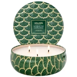 Voluspa 3-Wick Candle Decorative Tin Noble Fir Garland 340g Discount