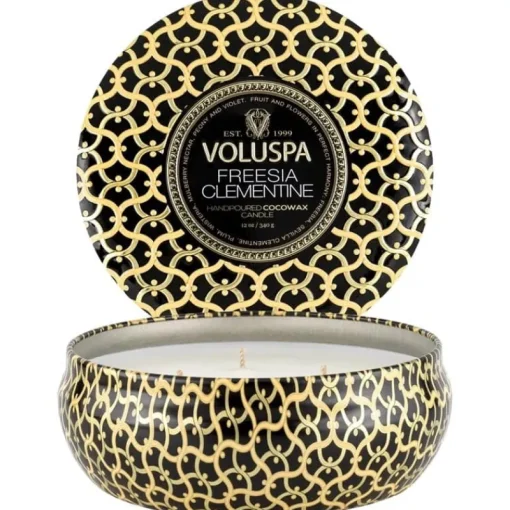 Voluspa 3-Wick Candle Decorative Tin Freesia Clementine 340g Online