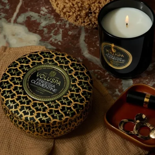 Voluspa 3-Wick Candle Decorative Tin Freesia Clementine 340g Online