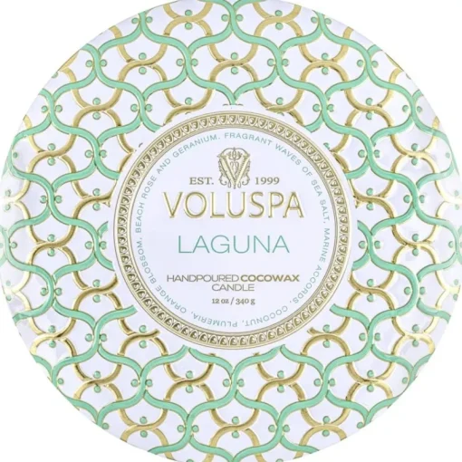 Voluspa 3-Wick Candle Decorative Tin Laguna 340g Outlet