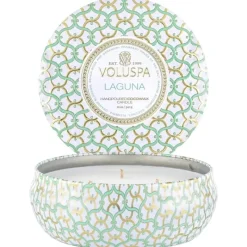 Voluspa 3-Wick Candle Decorative Tin Laguna 340g Outlet