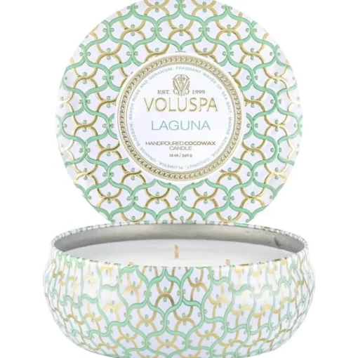 Voluspa 3-Wick Candle Decorative Tin Laguna 340g Outlet