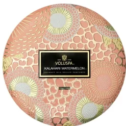 Voluspa 3-Wick Candle Decorative Tin Kalahari Watermelon 340g New