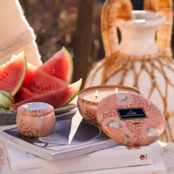 Voluspa 3-Wick Candle Decorative Tin Kalahari Watermelon 340g New