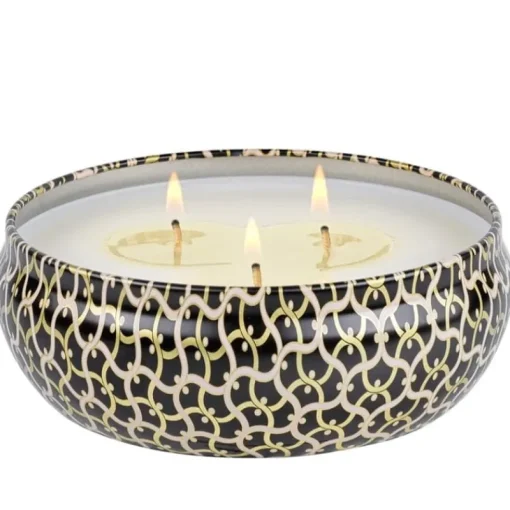 Voluspa 3-Wick Candle Decorative Tin Ambre Lumiere 340g Fashion
