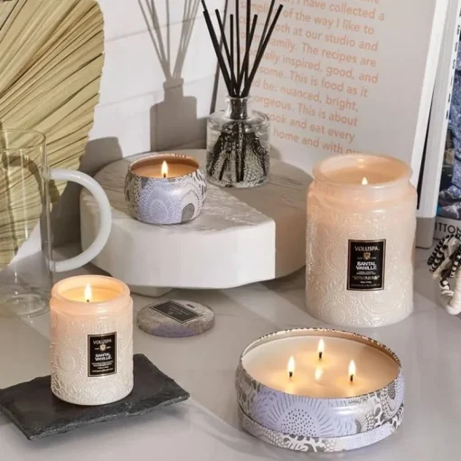 Voluspa 3-Wick Candle Decorative Tin Santal Vanille 340g Discount