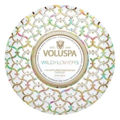 Voluspa 3-Wick Candle Decorative Tin Wildflowers 340g Discount