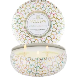 Voluspa 3-Wick Candle Decorative Tin Wildflowers 340g Discount