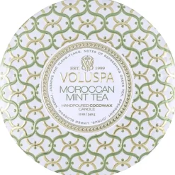 Voluspa 3-Wick Candle Decorative Tin Moroccan Mint Tea 340g Sale