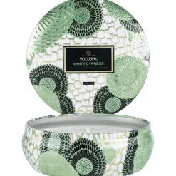 Voluspa 3-Wick Decorative Tin Candle White Cypress 340g Outlet