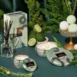 Voluspa 3-Wick Decorative Tin Candle White Cypress 340g Outlet